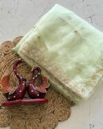 এক্সক্লুসিভ পেস্টেল টিস্যু অর্গানজা (Tissue Organza)শাড়ি - Image 10